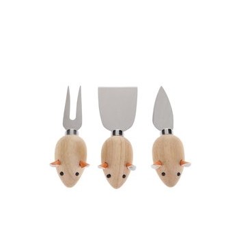Set de trei cutite de branza in forma de soricel Kikkerland