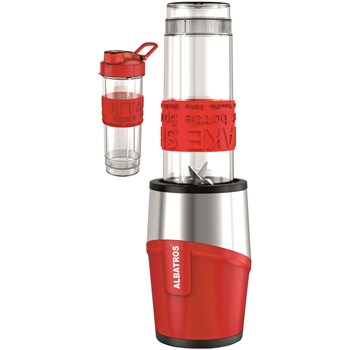 Blender Albatros Fitness Mix, 600 W, Pornire prin rotirea vasului, Vas mixare 0.57 L, Lame inox, Capac siguranţă, Rosu/Inox