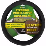 Husa volan piele naturala RoGroup, negru
