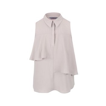 Top Dorothy Perkins Petite gri-crem cu volane