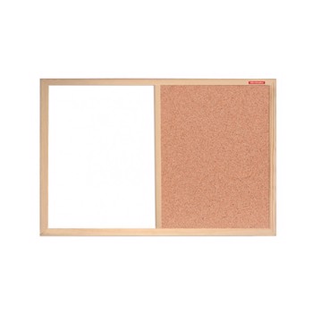 Panou Duo whiteboard si pluta, rama lemn, 60x40 cm, notite