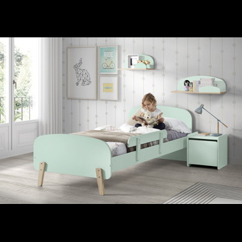 Set Mobila dormitor din lemn de pin si MDF, pentru copii 5 piese Kiddy Verde Mint, 200 x 90 cm