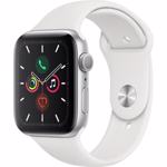 APPLE Watch Series 5 44mm Silver Aluminium Case, White Sport Band
