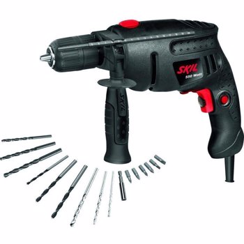 Masina de gaurit si insurubat (bormasina) cu percutie Skil F0156280CK, 550 W, 3000 RPM, 13 mm + 16 accesorii + geanta transport