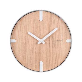Ceas de perete din furnir de stejar Karlsson Dashed, ø 30 cm