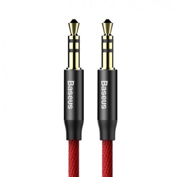 Cablu Jack 3.5mm la Jack 3.5mm Baseus Audio Yiven Red & Black (1.5m, impletitura textila)