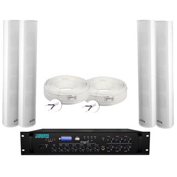 Kit sistem de sonorizare exterior cu 6 coloane 30W + mixer amplificator 350W