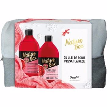 Set cadou NATURE BOX Pomegranate: Gel de dus, 385ml + Lapte de corp, 385ml