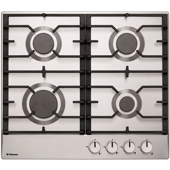 Plita incorporabila Hansa BHGI61039, Gaz, 4 Arzatoare, Aprindere electrica, Gratare fonta, Inox