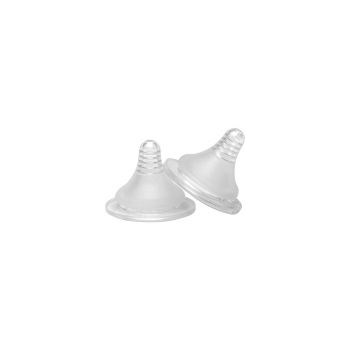 Set 2 tetine mate cu gat larg U-Grow A-1094+, silicon, transparent