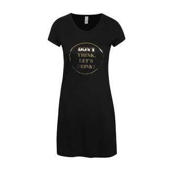 Rochie neagra ZOOT Original Don´t Think Let´s Drink cu imprimeu text