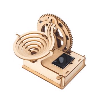 Jucarie educationala copii model Spirala DIY kit experiment stiintificPuzzel 3D din lemn cu panou solar interactiva058