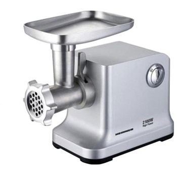 Tocator de carne Heinner MG-2100SS, 2100W, 2 kg., Acc rosii, Acc. Carnati, Argintiu
