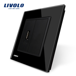 Priza USB Livolo cu rama din sticla Negru vl-c791usb-12