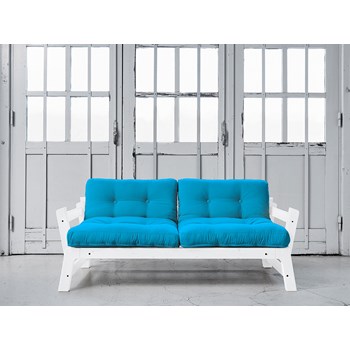 Canapea Extensibila 2 locuri, stofa si cadru lemn de pin, Step White, l178xA75xH57 cm