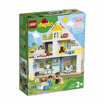 LEGO 10929 DUPLO Town Modular Playhouse 3-in-1 Set, Dolls House for 2+ Year Old Girls and Boys with Figures and Animals for Toddlers