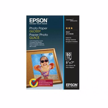 Hartie foto Epson Glossy C13S042545, 5 x 7 inch, 50 coli, 200g/m2