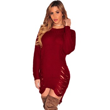 BL844-3 Bluza lunga asimetrica, cu aspect destramat