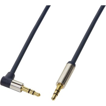 Cablu audio unghiular la 90° , LogiLink , 3.5 tata/tata , 1 m , albastru