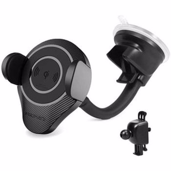 Suport auto cu incarcare wireless PROMATE AlphaMount, bord/parbriz/ventilatie, negru