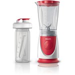 Mini blender Philips Daily Collection HR2872/00, 350 W, 0.6 l, 1 Viteza, Rosu/Alb