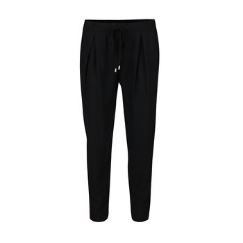 Pantaloni negri cu detalii rosu Bordeux si pliuri Miss Selfridge