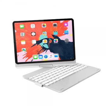 Husa carcasa cu tastatura LED rotativa Bluetooth Wireless si suport TouchPen pentru Ipad Pro 11 argintiu