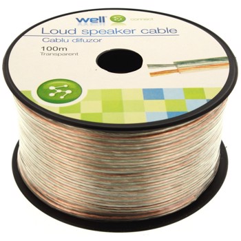 Cablu Difuzor Transparent 2x1.00mmp, 100m, Well