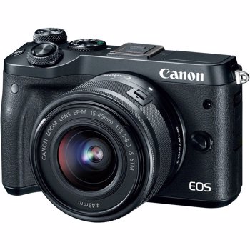 Aparat foto Mirrorless Canon EOS M6, 24 MP, Negru + Obiectiv EF-M 15-45mm IS STM