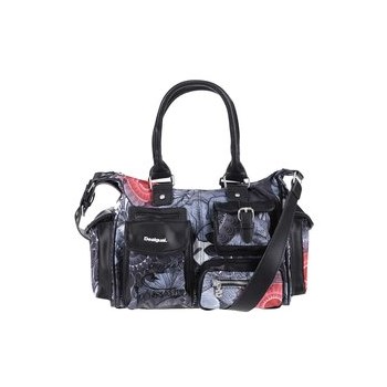 Geanta neagra cu model si buzunare exterioare Desigual London