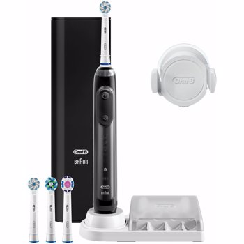 Periuta de dinti electrica Oral-B Genius 10, Smartring, 6 programe, 4 capete, Bluetooth, Li-ion, Trusa de calatorie, Negru
