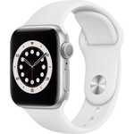 Apple Watch Series 6, 40mm Silver Aluminium Case, White Sport Band