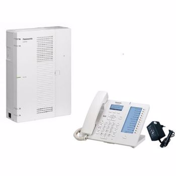 Centrala telefonica Panasonic Hybrid IP KX-HTS32CE 4/16 Telefon SIP KX-HDV130 Panasonic si alimentator KX-A423 pack.4-HTS