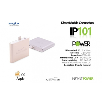 Baterie externa E-Boda mini powerbank pentru iphone, disponibila in 3 culori, la doar 29 RON in loc de 79 RON
