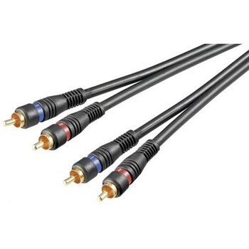 Cablu audio 2x RCA tata - 2x RCA tata contacte aurite, 1.5 metri, Goobay