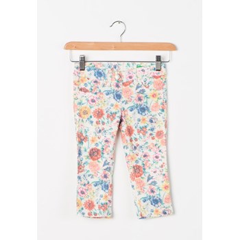 Pantaloni skinny alb fildes cu imprimeu floral