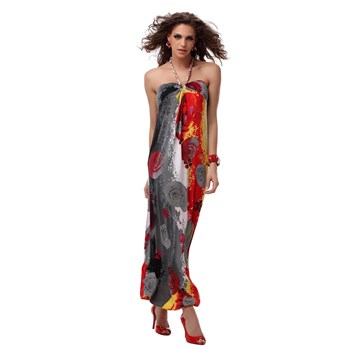 RV166-18 Rochie de vara cu model si prindere dupa gat