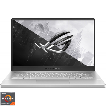 Laptop Gaming ASUS ROG Zephyrus G14 cu proesor AMD Ryzen™ 7 4800HS pana la 4.20 GHz, 14", Full HD, 120Hz, 16GB, 512GB SSD, NVIDIA GeForce GTX 1650 Ti 4GB, Free DOS, Moonlight White