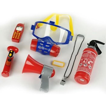 Set 7 Accesorii Pompier cu Lanterna si Masca de Gaze