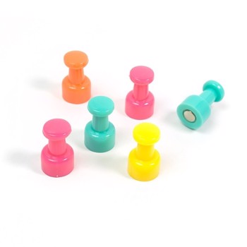 Magneti colorati Push Pin, 10x19 mm, clasa 3, forma pion, set 6 bucati