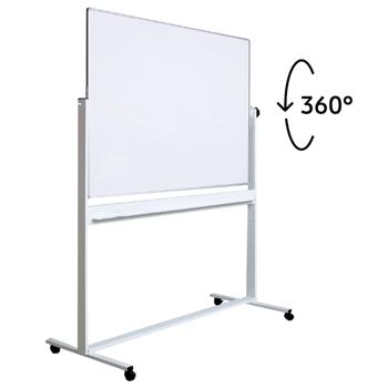 Tabla alba magnetica, dubla fata, rotativa, 120 x 180 cm, pe stand mobil, profil aluminiu, Optima