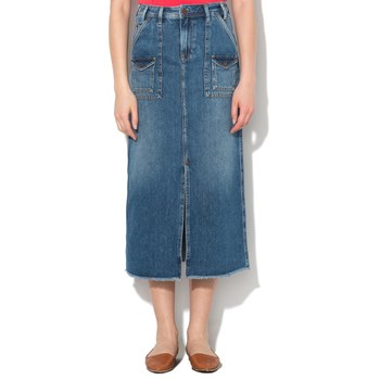 Fusta lunga regular fit albastru inchis din denim Pippa