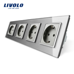 Priza cvadrupla Schuko Livolo Argintiu vl-c7-c4eu-15