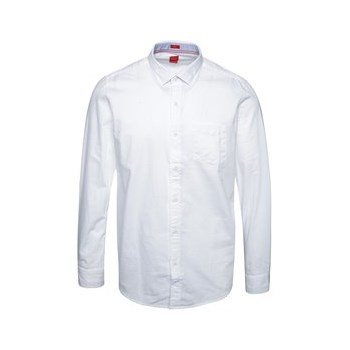 Camasa alba s.Oliver slim fit din bumbac cu buzunar