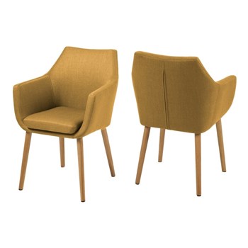 Scaun tapitat cu stofa si picioare din lemn Nora Curry / Stejar, l58xA58xH84 cm