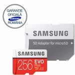 Card de memorie Samsung EVO Plus MB-MC256GA/EU, micro SDHC UHS-I 256GB (Clasa 10), 95MB/s, Waterproof + Adaptor SD