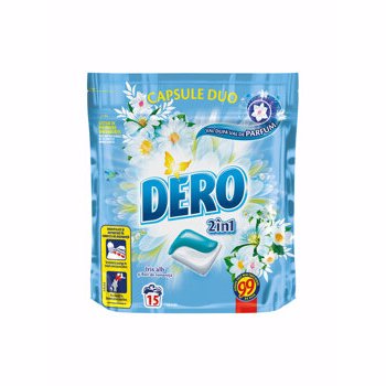 Detergent automat capsule duo Dero, Iris Alb, 15 spalari