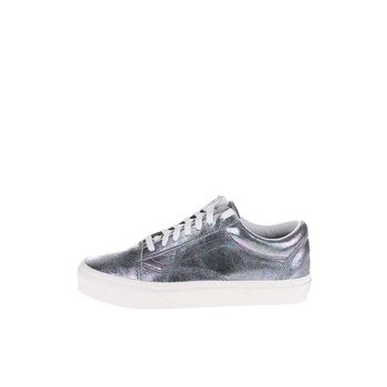 Pantofi sport argintii VANS Old skool din piele cu aspect lucios pentru femei