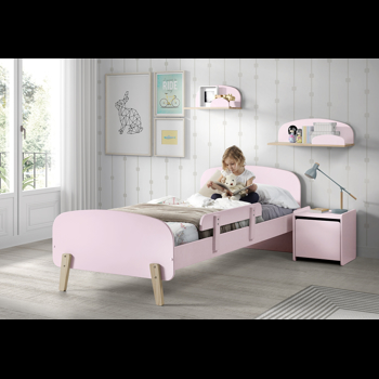 Set Mobila dormitor din lemn de pin si MDF, pentru copii 5 piese Kiddy Roz, 200 x 90 cm