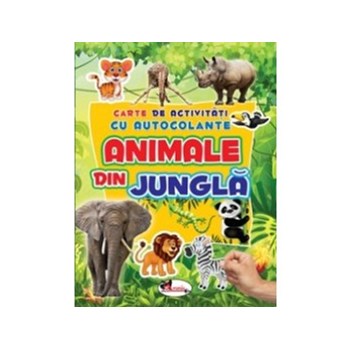Carte de activitati cu autocolante - animale din jungla
